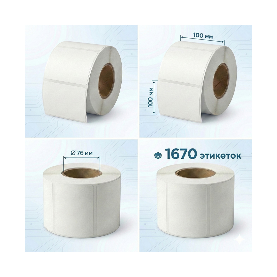 Термоэтикетки в рулоне Europrint EPLE-100.100.1670.76 (1 рулон)