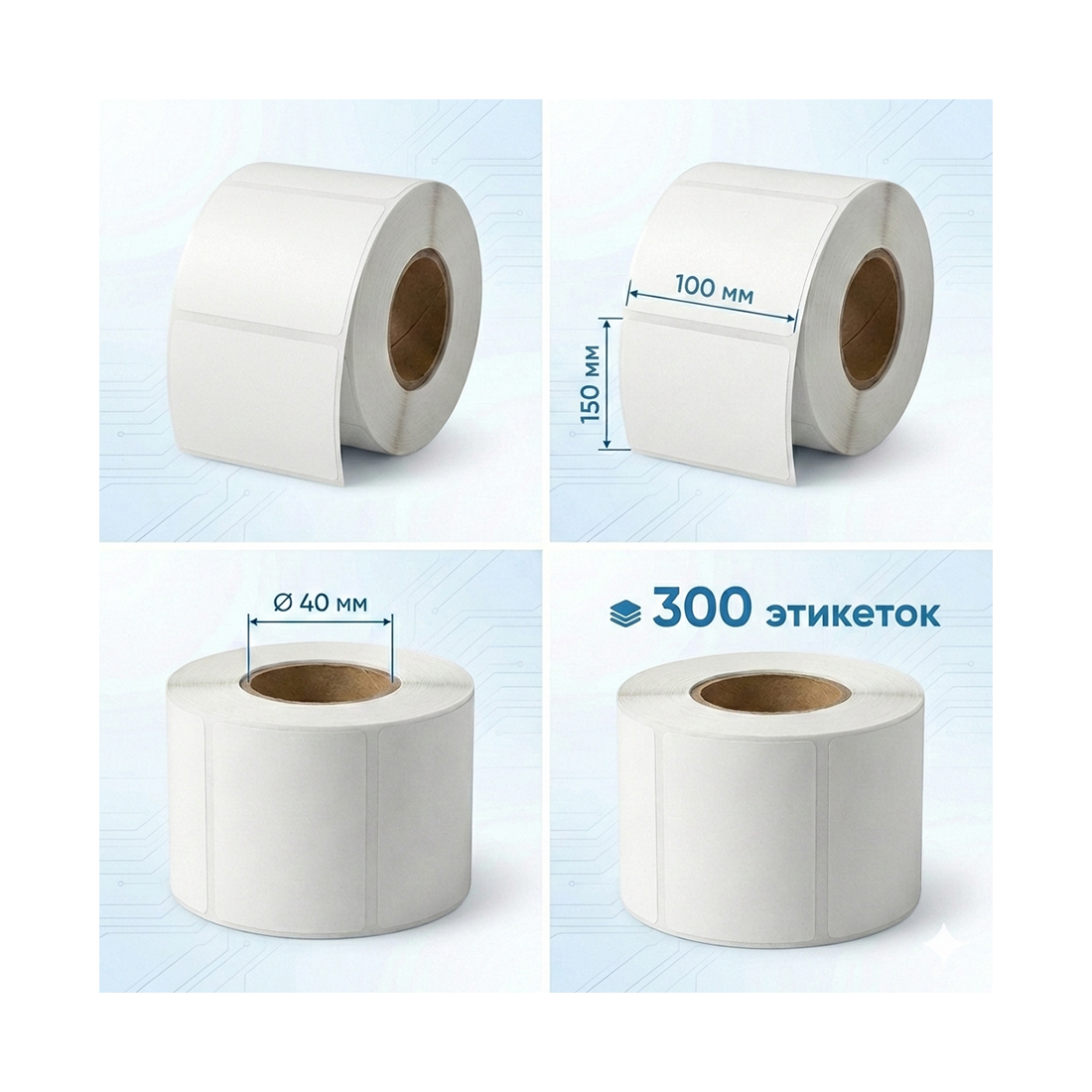 Термоэтикетки в рулоне Europrint EPLE-100.150.300.40 (2 рулона)